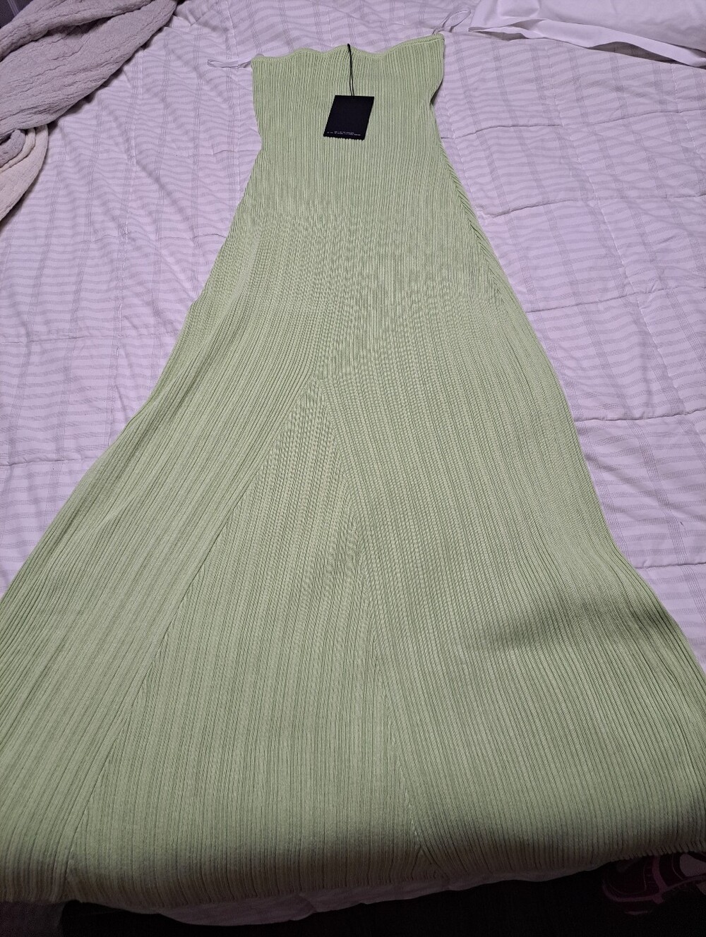 4th+Reckless Light Green Ribbed Knit Tub Top Maxi Dress